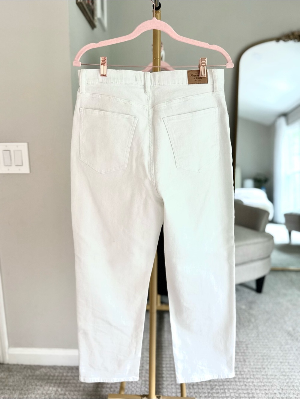 Abercrombie & Fitch Curve Love Ankle Straight Ultra High Rise Jean White Size 31 - Picture 8 of 8
